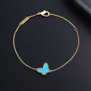 Origineel door ontwerper V Golden Van Clover Butterfly Bracelet Dames Wit Beimu Ke Blue Turquoise Elegante sieraden Hoogwaardige schatbatch sieraden