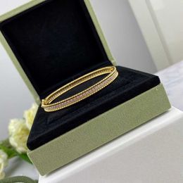 Origineel door ontwerper van One Row Diamond armband 925 Sterling verzilverd 18k goud met kralen rand enkel handstuk voor vrouwen sieraden