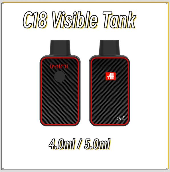 Tendons vape jetables vides d'origine C18 VIDE 4ML 5 ml Dispositif rechargeable Huile épaisse 380mAh Batterie USB Dispositif rechargeable noir