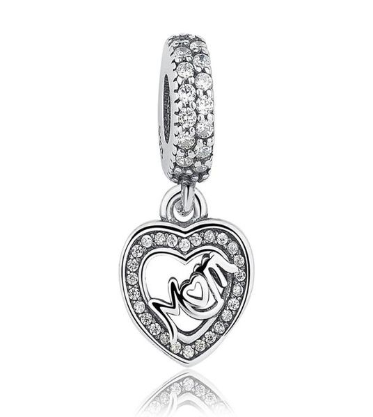 Charmes d'origine maman Love Sangle Charms 925 Ale Silver Silver Loose Perles bijoux de bricolage pour le collier de fil Bracelet de la fête des mères G4356938