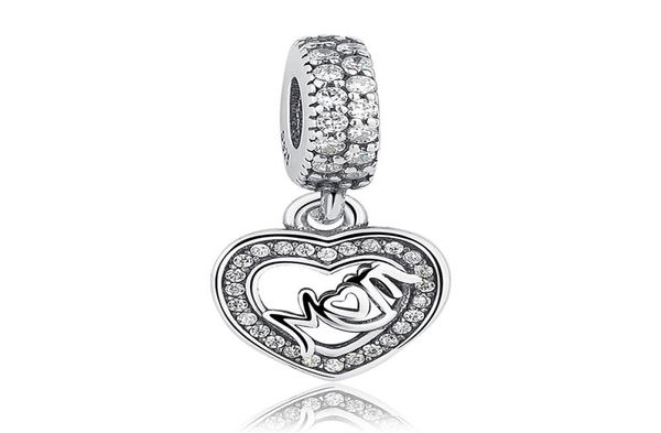 Charms originales Mom Love Dangle Charms 925 Ale Sterling Silver Beads Loose Joyas de bricolaje para pulsera de collar de hilo Día de la Madre G1296705