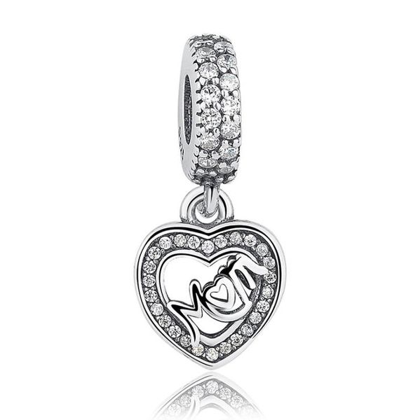 Encantos originales Mamá Amor Cuelga los encantos 925 ale Plata esterlina Granos sueltos Joyería de bricolaje para hilo Collar Pulsera Día de la madre G4072207