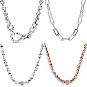 Cuentas de nudo infinito gruesas originales, collar de cadena de serpiente con eslabones deslizantes para Pandora, abalorio de cuentas de plata esterlina 925, joyería Diy271b