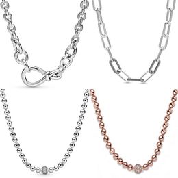 Originele Chunky Infinity Knoop Kralen Sliding Me Link Snake Chain Ketting Voor Mode 925 Sterling Zilveren Kraal Charm DIY Sieraden Q0256R