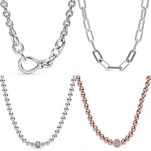 Originele Chunky Infinity Knoop Kralen Sliding Me Link Snake Chain Ketting Voor Mode 925 Sterling Zilveren Kraal Charm DIY Sieraden q0255h