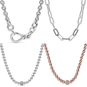 Originele Chunky Infinity Knoop Kralen Sliding Me Link Snake Chain Ketting Voor Mode 925 Sterling Zilveren Kraal Charm DIY Jewelry2057