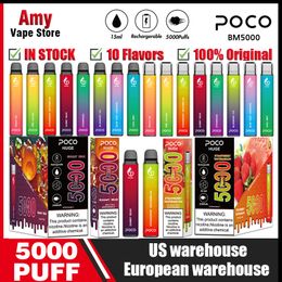 Original Poco 5000 bouffées de cigarette Poco énorme stylo vape jetable rechargeable 15ML 10 dispositif de couleur le plus récent stylo à vapeur vaper randm fumot jus de grenade