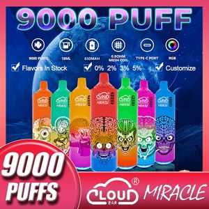 Barre de nuage d'origine Tornado Puff 9k Puff 9000 Stylo Vape jetable Pod Dispositif rechargeable en option cigarette électronique 9000 poff vape Vape Pen vs Rdm