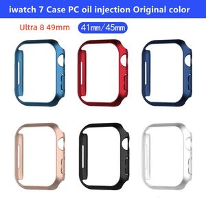 Oorspronkelijke kleurbeschermer voor Apple Watch Ultra 49mm 8 7 41 mm 45 mm olie -injectie PC Hard Cover Protection Shell Iwatch Series 6 SE 5 4 3 40mm 44 mm 38 mm 42 mm bumper