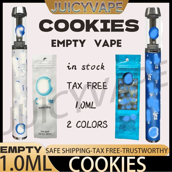 Galletas originales Dispositivo de pluma vape desechable 1.0 ml Vainas Bolsas de embalaje D8 Batería recargable de 240 mAh E Cigarrillos Vapes OEM Destilado grueso Vaporizador de aceite Vacío