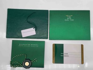 Original Correct Matching Green Booklet Papers Security Card Top Watch Box for Boxes Booklets Free Print Custom Cards Gift