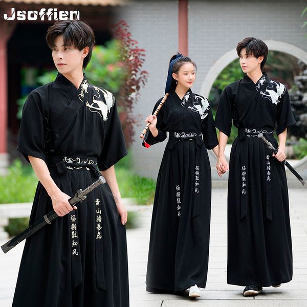 Couples originaux chinois traditionnel hanfu costume japonais kimono samurai cosplay vêtements homme han dynastie swordsman tenue