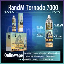 Originele RandM tornado 7000 Bladerdeeg Wegwerp E-sigaretten 14 ml Pod 1000 mAh Batterij Elektronische Sigaretten Bladerdeeg 7000 2% 5% vape Pen