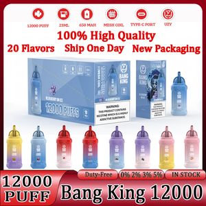 Bang King 12000 Puffs Vaper Vapers Desechables Puff 12000 12k UZY Vapes jetables Desechable Bang King Puffs E Cigarette 0% 2% 3% 5% Vaporisateur Recharge Mesh Coil Pen Bar