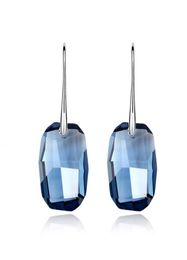 Originele kristallen van Rovski Square Drop -oorbellen Big Hanging Pendientes For Women Silver Color Statement Jewelry8806334