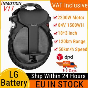 Stock UE USA Original Inmotion SCV V11 Monocycle électrique à une roue Scooter auto-équilibré 84V 2200W Poignée intégrée Hoverboard monoroue 4.0 BLE TVA incluse