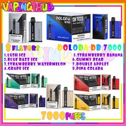Original DOLODA DB 7000 Puff jetable Vape Pen Cigarettes électroniques 14ml Pod Mesh Coil 500mAh Batterie 0% 2% 3% 5% Appareil Puffs 7k Vape Kit