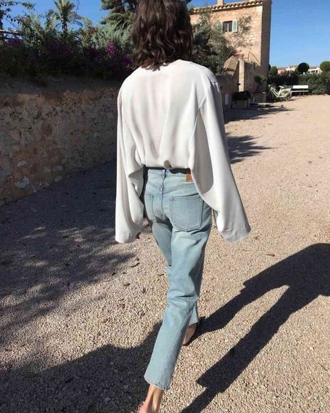 Jeans délavés en denim original recadré rinçage droit couture torsadée longueur cheville pantalon femme SS 211129