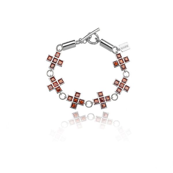 Conception originale chaîne européenne et américaine lumière luxe Zircon croix Bracelet Niche mode haute qualité Texture rouge gemme bijoux