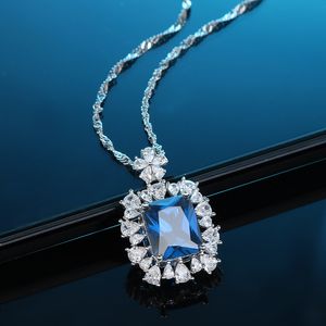 Collier éblouissant en argent Sterling S925, Design Original européen et américain, pendentif en diamant bleu Radian, bijoux cadeau de mariage