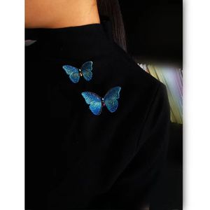 Diseño original de simulación hecha a mano de alta gama, broche bordado con tejido de mariposa para reuniones de mujeres, conjunto de broche para eventos formales, accesorios de vestir