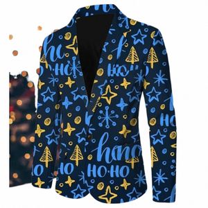 Originele Ontwerp Heren Kerst Jas Enkele Rij Pak Jassen Fi Mannen Gedrukt Casual Blazers Plus Size Jassen Voor party R39F #