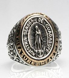 Design d'origine sans texture incrustée Virgin Mary Thai Silver Open Ring Punk Hiphop Charm Chaoren Silver Jewelry4372424