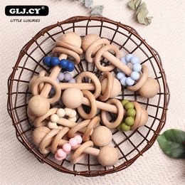 CONCEPTION ORIGINALE PERSONNALISÉ Hochet En Bois Bébé Jouet Saisissant jouet En Bois Silicone Hochet Jouet Éducatif Jeu Sensoriel 220531