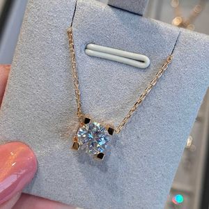 Originele ontwerper Carter 925 Puur verzilverde 18k gouden stierhoorn ketting Hoge kwaliteit 18k Rose 1 Claw Diamond Set Single Lock