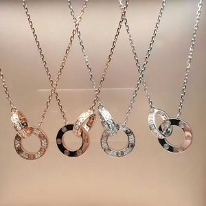 Originele ontwerper Carter Double Ring ketting vol Sky Star Diamond Non Fading Valentines Day Gift Orz0
