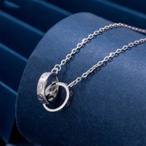Originele ontwerper Carter Dubbele ring ketting Gold vergulde 18k gesp eenvoudige hanger sleutelbeenketen Vrouw