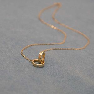 Originele Designer Dazzling Pure 14K Gold Necklace Dames Classic Fashion Carter Dubbele Ring One Piece Collar Chain Neckain CT6F