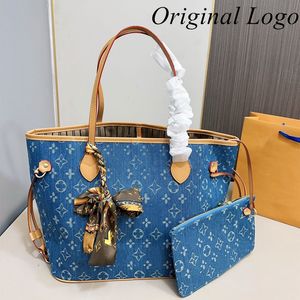 Sac de luxe de créateur d'origine Lousis Vouton Néfulls Denim Sacs Mirror Quality LouiseviUtionbag Real Leather Purse Sacs Sacs Sac Luxe Dhgate Nouveau