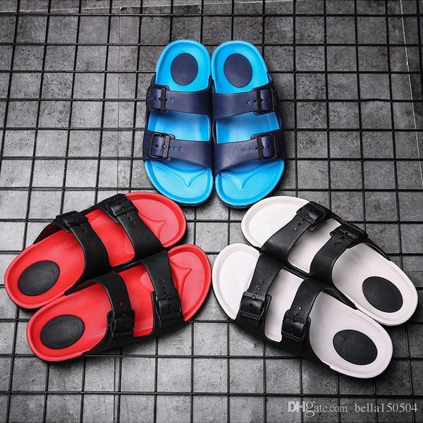 Diseñador original hombres Sandalias de verano negro azul rojo Antideslizante Secado rápido Zapatillas al aire libre Zapatos de agua suave Chanclas de playa ligeras