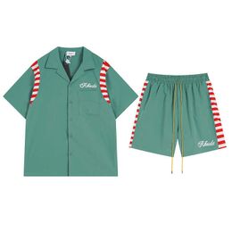 Chemises de rhuger de créateur d'origine Summer New American Beach Style Short Set Mens High Street Casual Loose Mens Half Mangeves Shirt