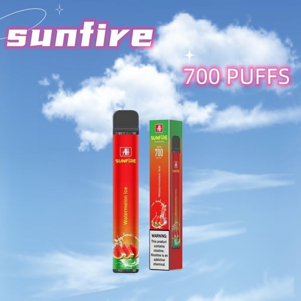 Pen de vape desechable original 700 hojaldres 800 hojaldres 0mg 20mg 30mg 50mg 1.2ohm Hot Sell Sunfire Vape Electronic Cigarrillo con certificado TPD en el Reino Unido Europa