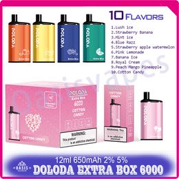 Originele Doloda Extra Doos 6000 Bladerdeeg Wegwerp E Sigaretten Oplaadbare Batterij 650mAh 12ml Pod Mesh Coil Rookwolken 6K Vape Pen