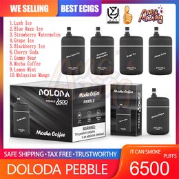 Original Doloda Pebble 6500 Puff E Cigarettes 1.3ohm Bobine de maille 13 ml Pod pré-rempli Batterie rechargeable Cigs électroniques Puff 6500 0% 2% 3% 5% Kit de stylo vape jetable