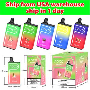 Magazijn in de Verenigde Staten Originele e-sigaret POCO BE5000 Vape Wegwerp Voorgevulde 14 ml Pod 5000 Rookwolken 650 mah Mesh spoel oplaadbare wegwerpvapes