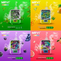 Cigarettes E originales Mrvi à venir 10000 bouffées 10 saveurs 650mah 2% 5% 0% batterie rechargeable dispositif 19ml Vape Pen bobines de maille originales grande vape jetable Puff vape