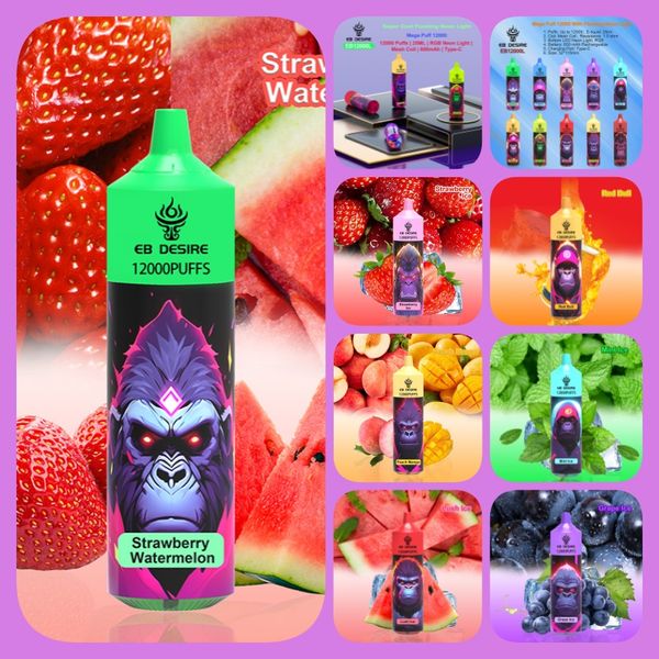 Ebdesire LED d'origine bouffée d'éclairage 7000 9000 12000 15000 9K 12K 15K bouffées vapemoon bang king razz bar poco 10000 vapsolo tormado randm vape jetable 510 batterie