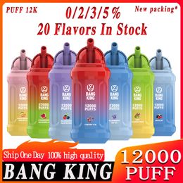 Bang King 12000 Puff 12k 12000 Puffs Vape wegwerp Vapes Vaper Pen Damp Disposable E Sigaretten Oplaadbare mesh spoel uzy vape originele nieuwe verpakking 0%2%3%5%