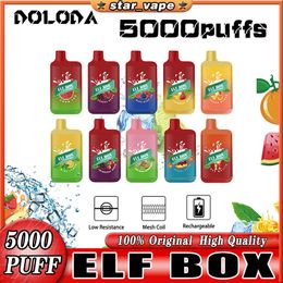 Boîte d'origine Elf 5000 bouffées 5000 Kit de dispositif de cigarette électronique jetable 650mAh Batterie rechargeable préremplie 11 ml Cartouche Pod Vape Pen Box VS elf 5000 instock