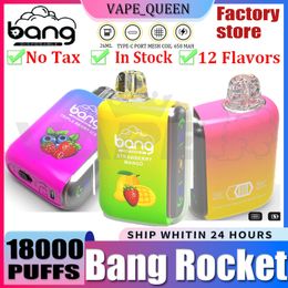 Originele Bang Rocket 18000 Puff Disposable Vape Bang Box Kit Dual Mode Puffs 18K Oplaadbare mesh Coil e-sigaretten 0% 2% 3% 5% VAPER 18000 12 SMAVOREN BUIK BANG DOOS 18K