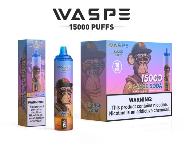 Waspe de 15000 bocanadas de Waspe originales de vapor desechable Bobina de malla 850mAh Tipo-C 22ml LCD Vape Vape POD POD PREDE 10 Sabores Puff 15k E Cigarrillo Vs Tornado Hope 15k 9K