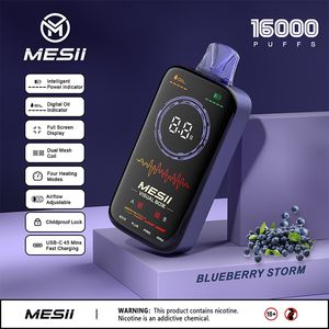 Mesii Visual Boxx 15k 16k Barra de hojaldre 15000 16000 bocanadas de vape desechable Vapes de pantalla completa Vapes de malla dual Mesh Reducido 18ml Vapers de flujo de aire ajustable Vaper