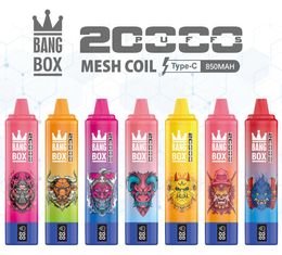 Bangbox original 20000 Dispositivo de vapor de vapor desechable Puff 9K Recargable O opcional E CIRLETE mejor que FIHP 26ML 12 FLAVORS MAH Puff 20K 18K 15K15000 12000 9000