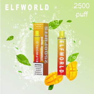 Original Elfworld 2500 Puffs Barres jetables Vape Pen E cigarettes 7 ml Cartouche de dosettes pré-remplies 500 mAh Batterie rechargeable Puffs Embouchure en silicone 2K 0% 2% 5% NIC