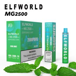 Originele Elfworld MG 2.5K 2500 Rookwolken 850mAh batterij 7ml Pod Wegwerp vapes E Sigaretten vaper 10K plus vape pen kristal 0% 2% 3% nic aangepast ontwerp lage nicotine draagbaar