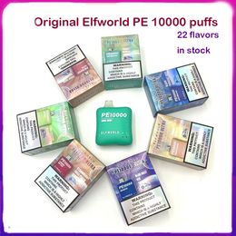 Original Elfworld PE10000 10000 Puffs Kit de vapeo desechable E Cigarrillo Forma de almohada Barra con bobina de malla de masa de 500 mAh 10K 18 ml Pod precargado Elf World PE 10000 Caja de vapor